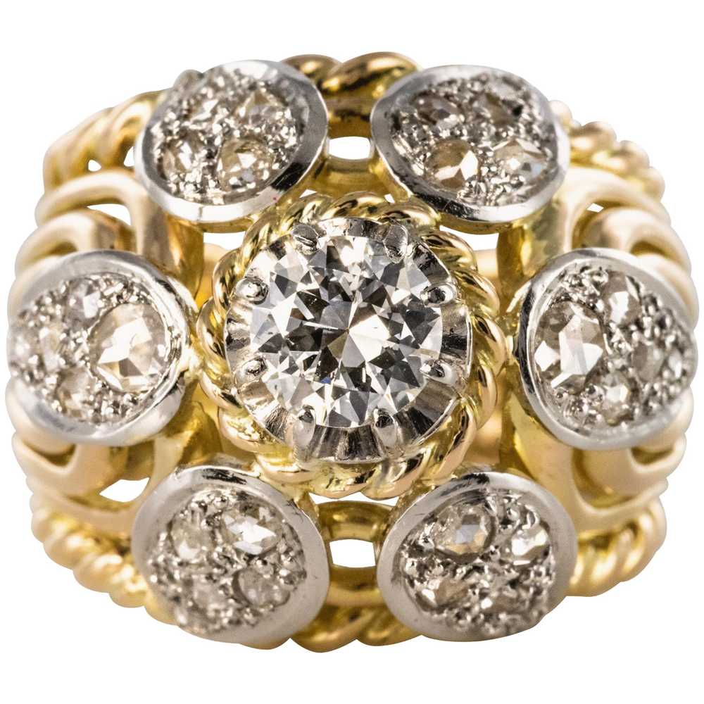 French 1950s 1.40 Carat Diamonds 18 Karat Yellow … - image 1