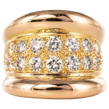 Modern Diamond Paved Gadroon 18 Karat Rose Gold Ma