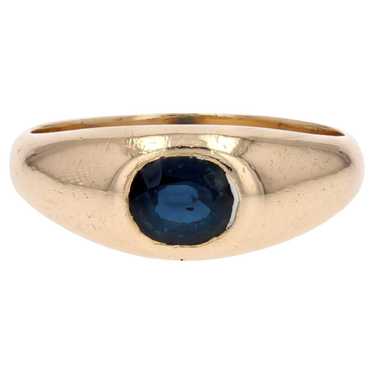 Modern Sapphire 18 Karat Yellow Gold Bangle Ring - image 1