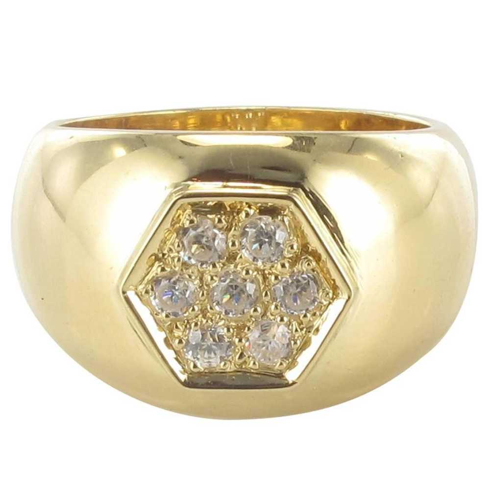 New Diamond 18 Karat Yellow Gold Large Band Ring - image 1