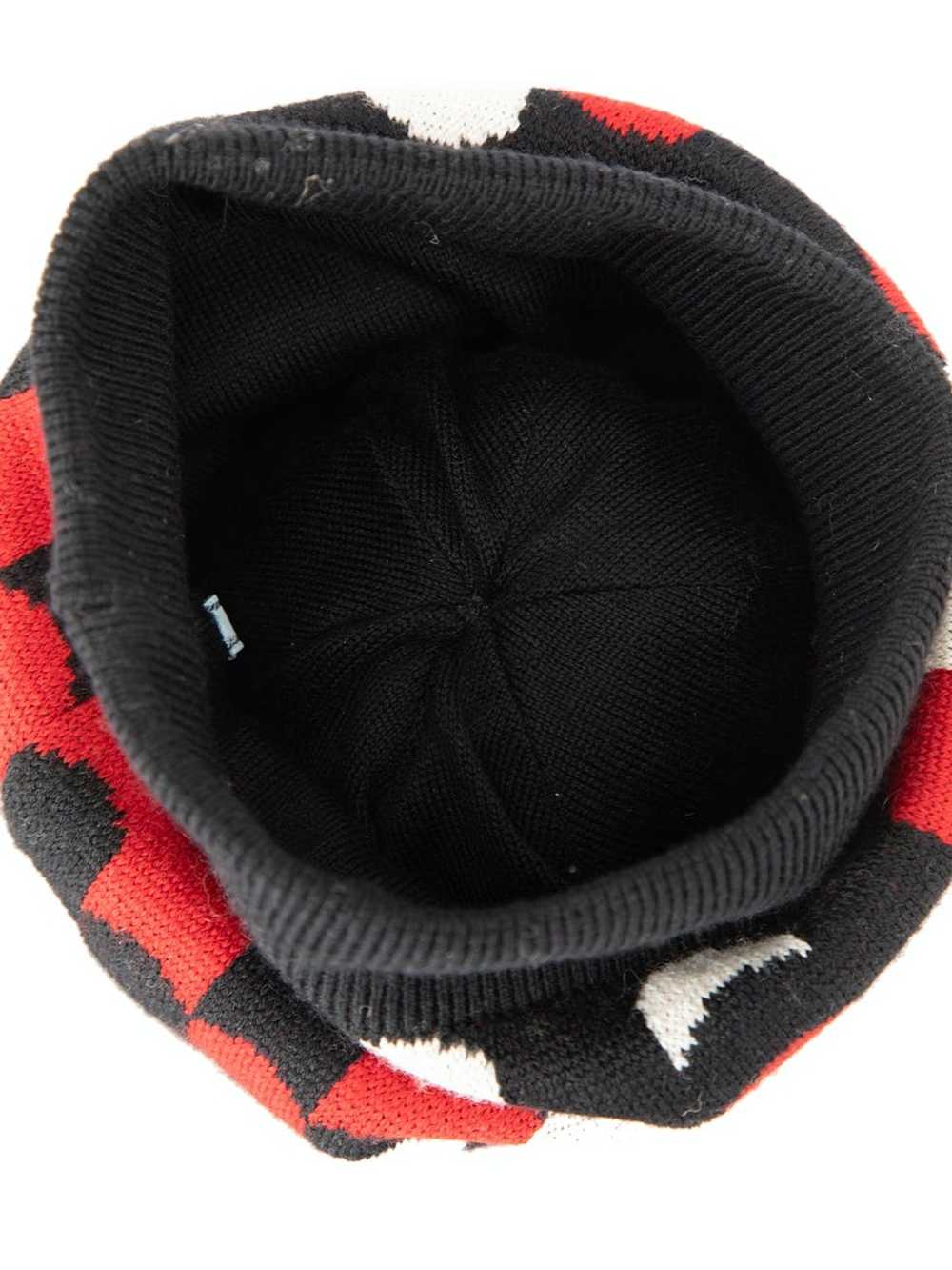 Hats × Prada Black & Red Patterned Fur Pom Pom Be… - image 3