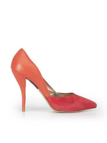 Lanvin Red Suede & Leather Panel Pointed Toe Heels