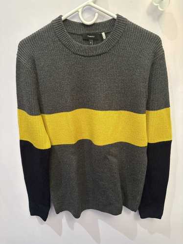 Theory Gray Theory Sweater with Yellow Stripe and 