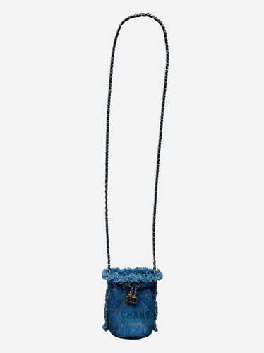 CHANEL Coco Cabas GM Denim Blue Red Chain Drawstring Tote Bag #2365 Rise-on