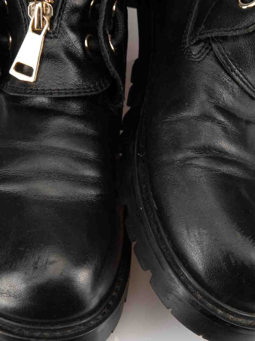 Balmain Black Leather Zip Detail Combat Boots - image 6