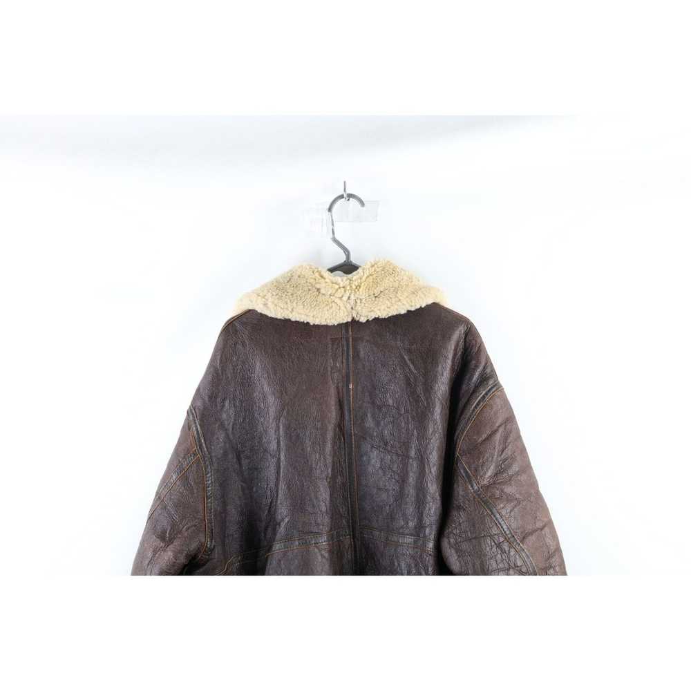 Vintage Vintage ReplicaThrashed WWII Shearling Le… - image 12