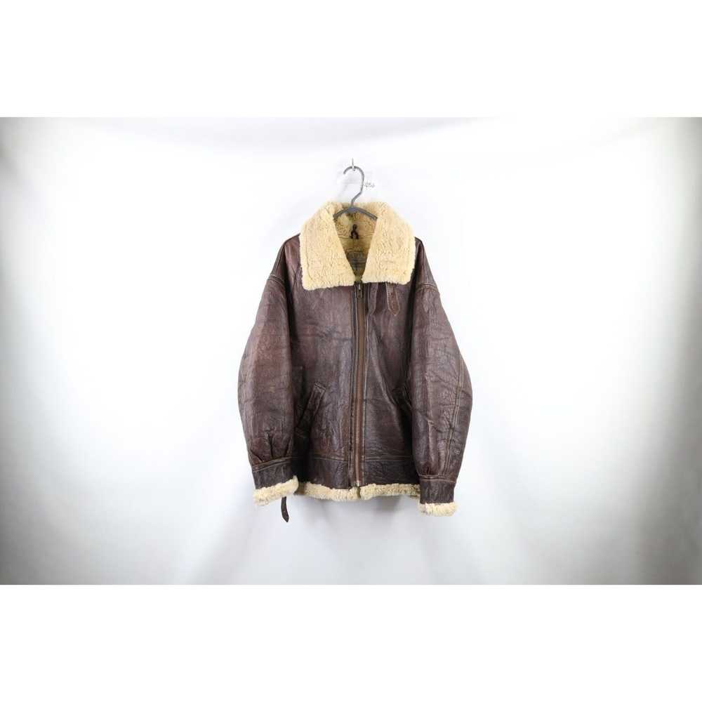 Vintage Vintage ReplicaThrashed WWII Shearling Le… - image 1