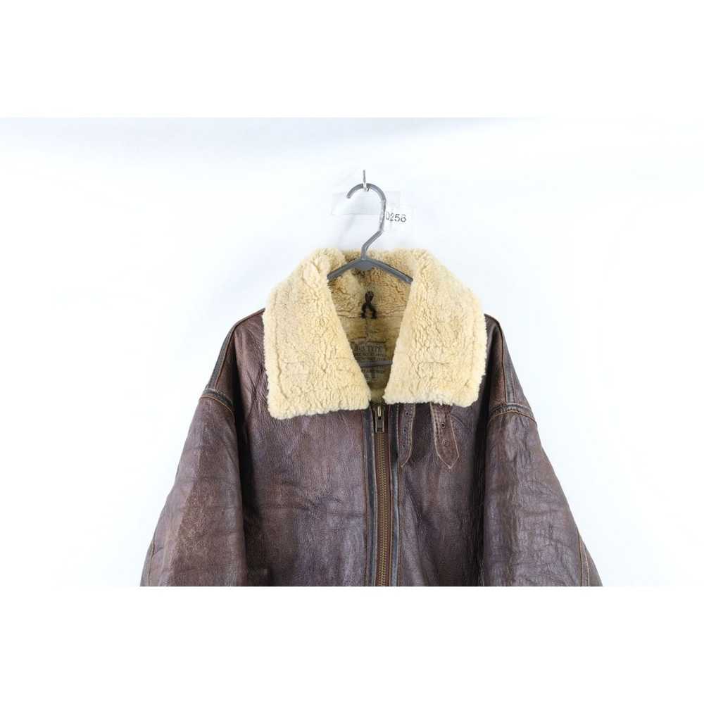 Vintage Vintage ReplicaThrashed WWII Shearling Le… - image 2