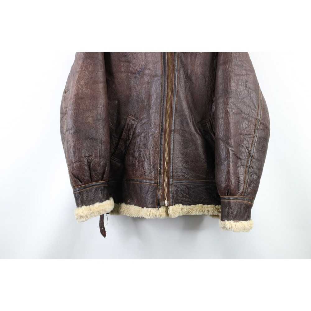 Vintage Vintage ReplicaThrashed WWII Shearling Le… - image 3