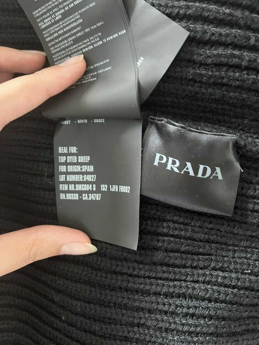 Prada logo-patch shearling zip-up jacket PRADA AU… - image 4