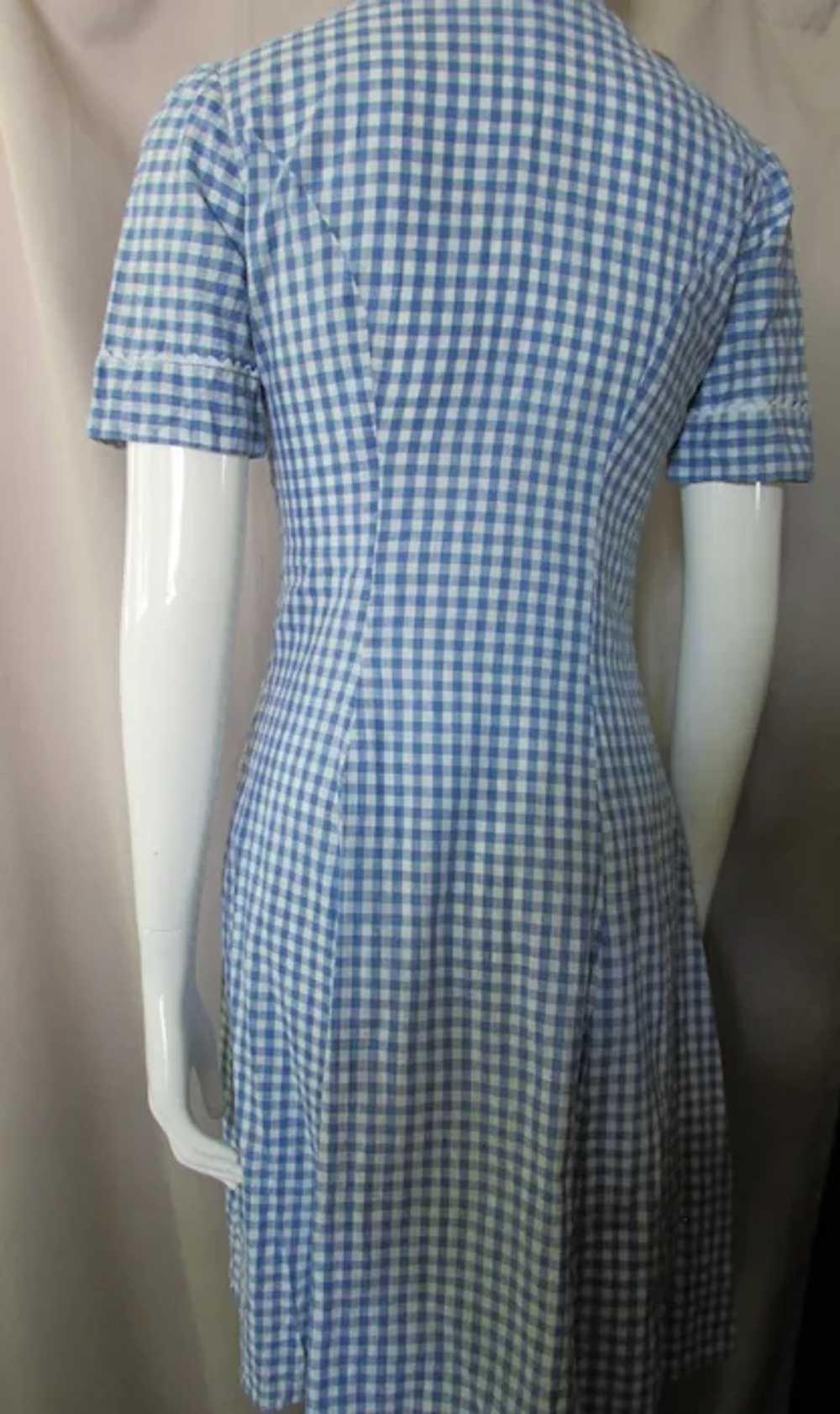 SALE Cutest Vintage Day Dress White & Blue Gingha… - image 7