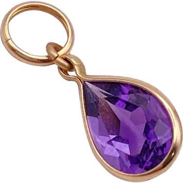 February Birthstone Charm Amethyst 14K Gold