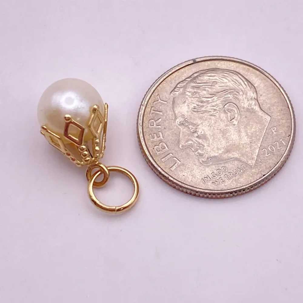 June Birthstone Charm Cultured Pearl and 14K Gold - image 2
