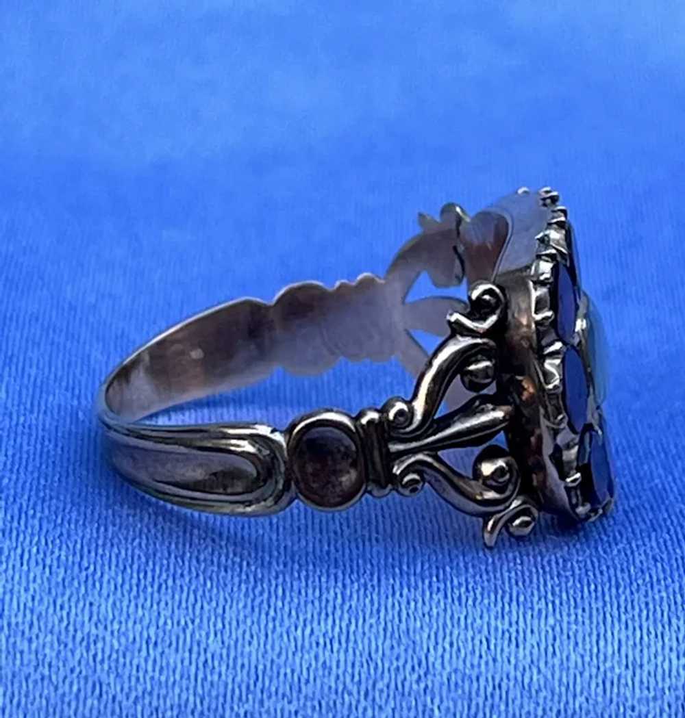 Georgian Garnet Locket ring with silk - image 2