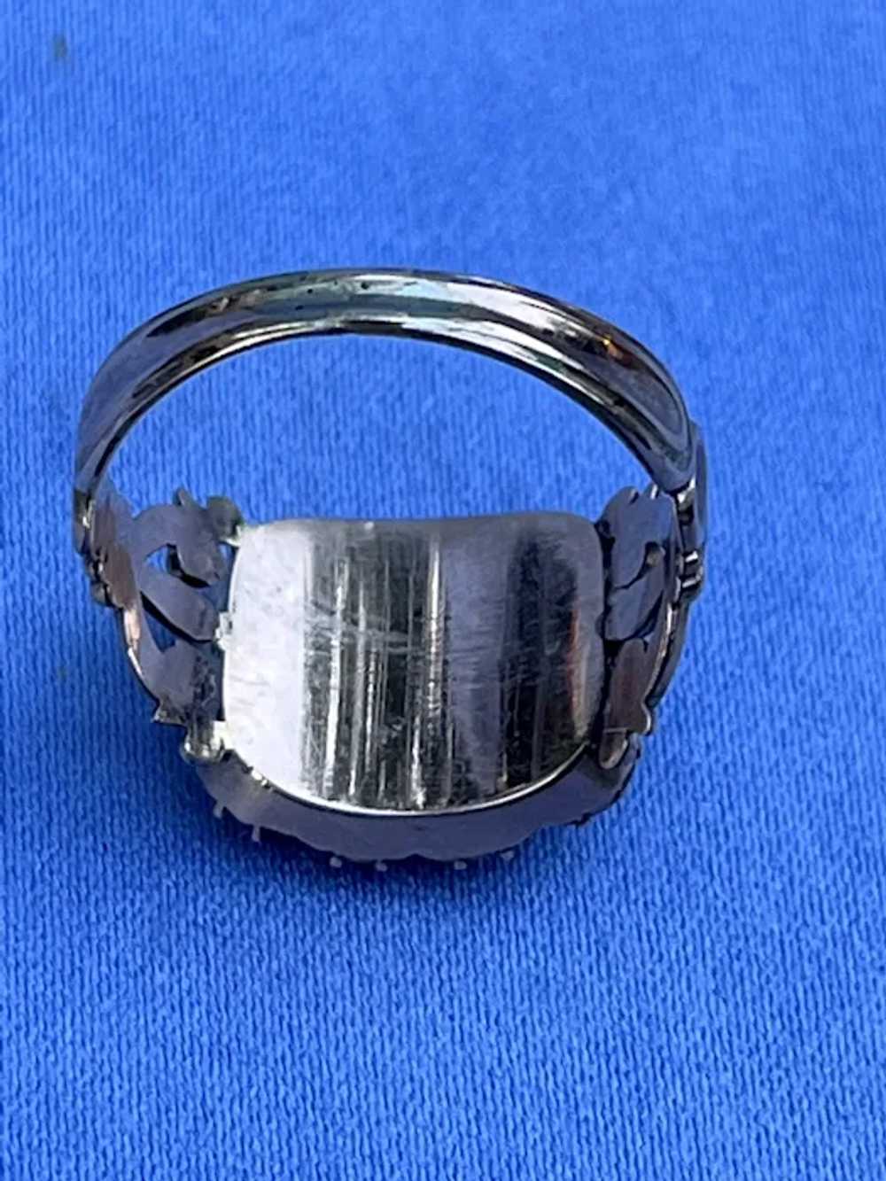 Georgian Garnet Locket ring with silk - image 3