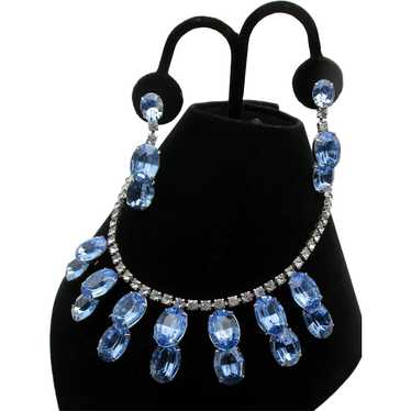 Dramatic Large Oval Light Blue Sapphire Rhineston… - image 1