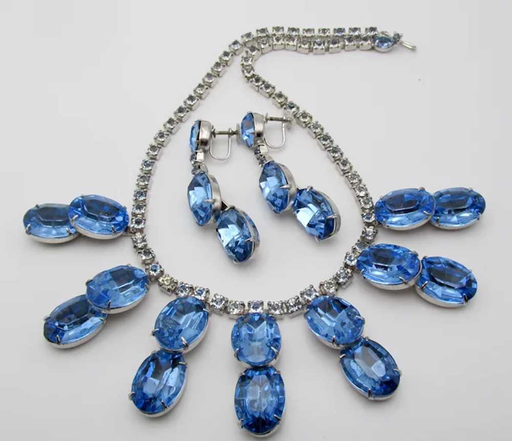 Dramatic Large Oval Light Blue Sapphire Rhineston… - image 2