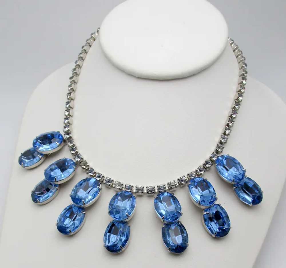 Dramatic Large Oval Light Blue Sapphire Rhineston… - image 3