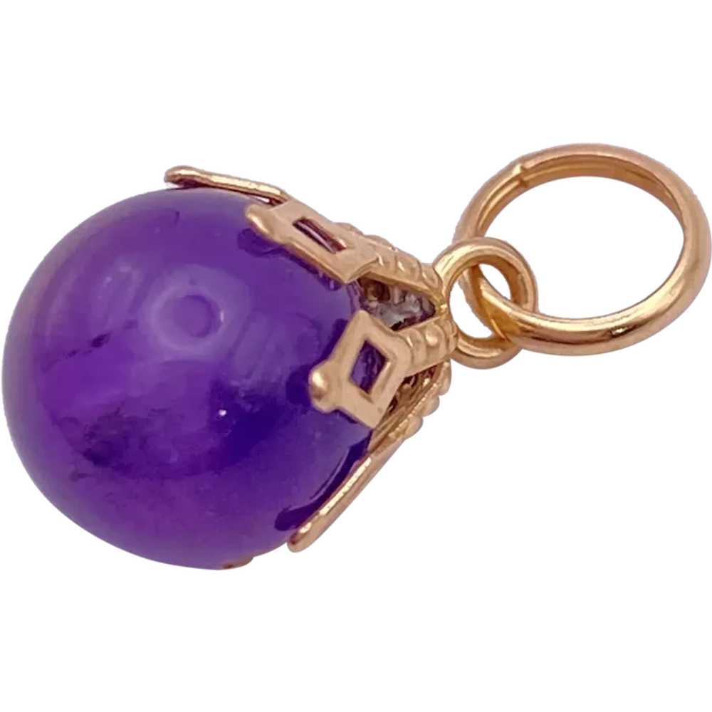 February Birthstone Charm Amethyst 14K Gold - image 1