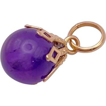 February Birthstone Charm Amethyst 14K Gold - image 1