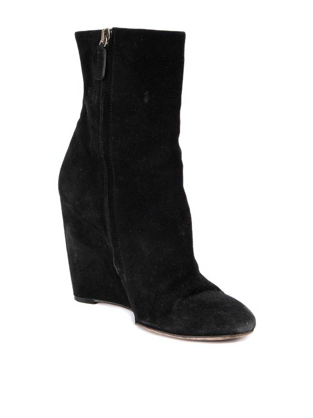 Gucci Black Suede Wedged Ankle Boots - image 2