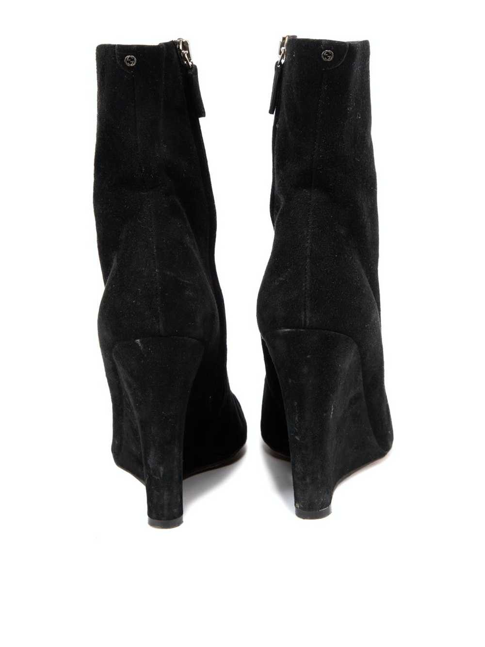 Gucci Black Suede Wedged Ankle Boots - image 4