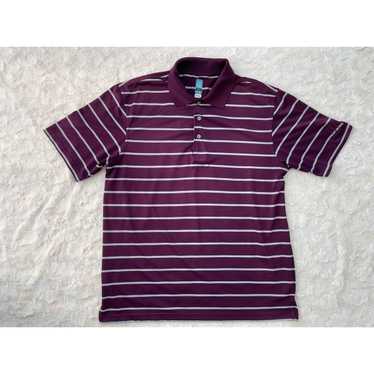 Pga Tour PGA Tour Purple and Grey Striped Polo Go… - image 1