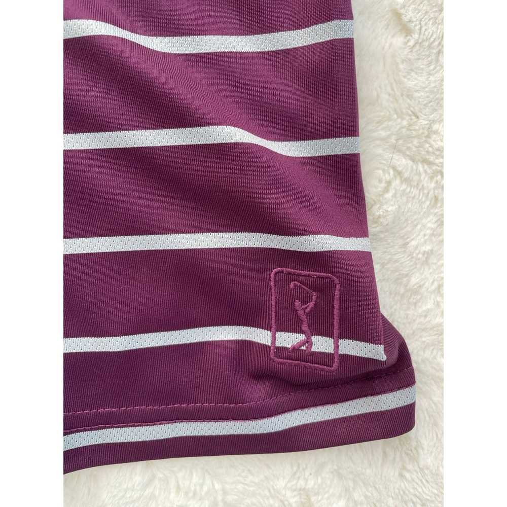 Pga Tour PGA Tour Purple and Grey Striped Polo Go… - image 2