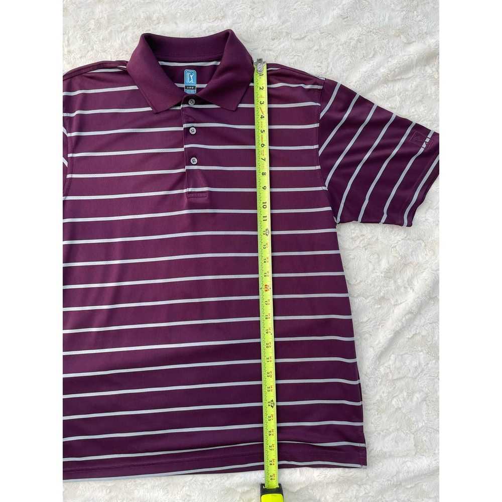 Pga Tour PGA Tour Purple and Grey Striped Polo Go… - image 6