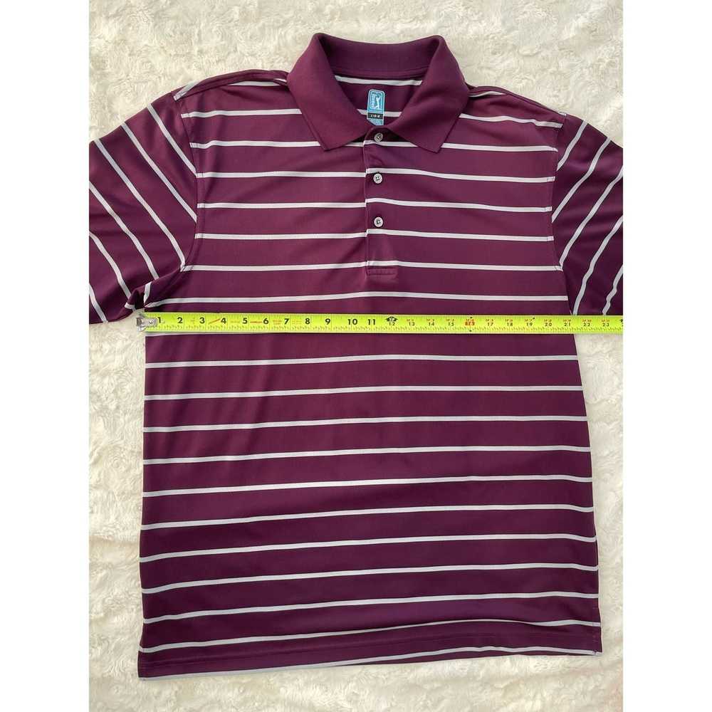 Pga Tour PGA Tour Purple and Grey Striped Polo Go… - image 7