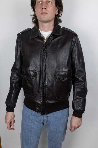 ジャケット・アウター 80s schott A-2 real leather bomber jkt Brown A-2 Leather Flight Jacket - Schott NYC