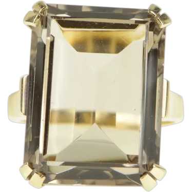 10K Emerald Cut Syn. Smoky Quartz Cocktail Ring S… - image 1