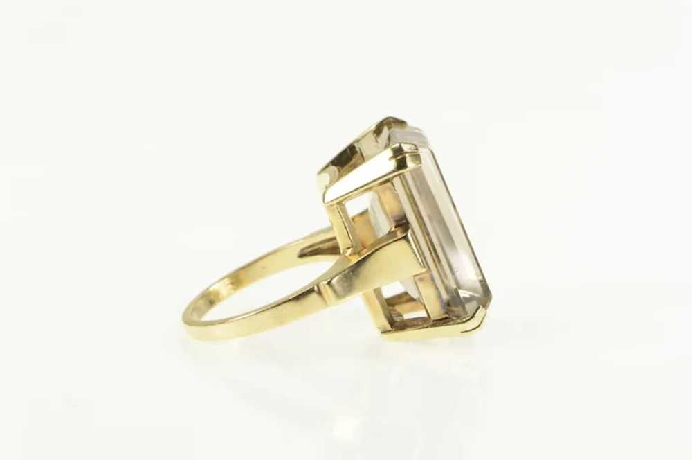 10K Emerald Cut Syn. Smoky Quartz Cocktail Ring S… - image 2