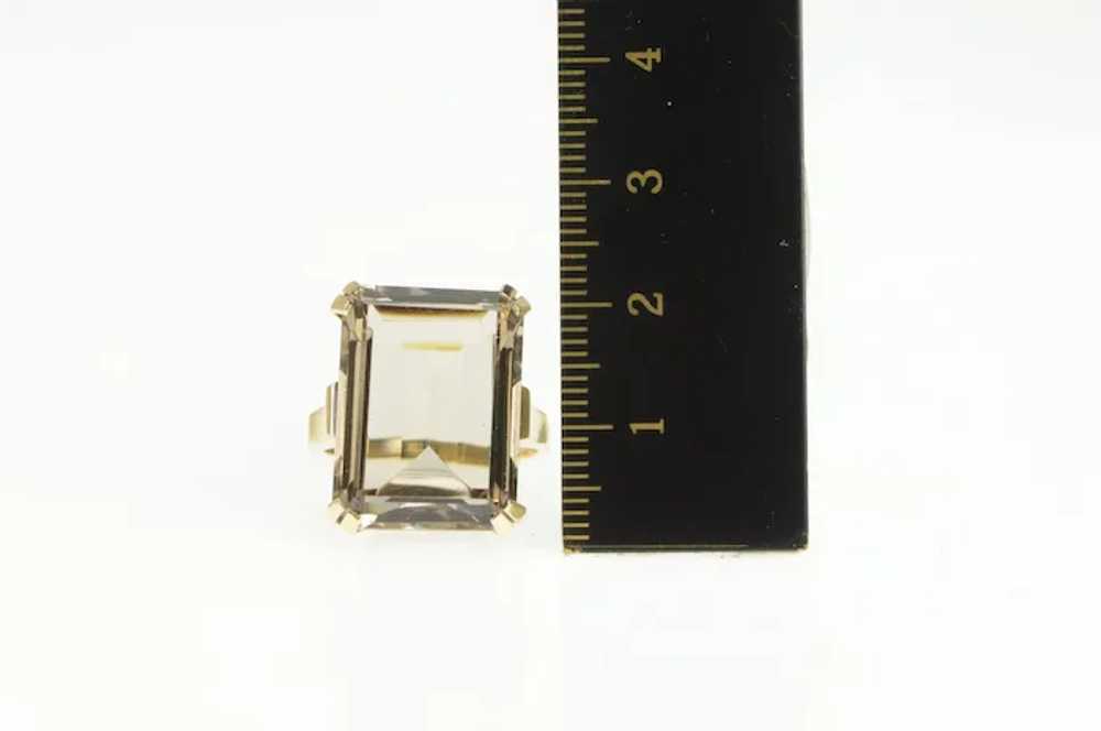 10K Emerald Cut Syn. Smoky Quartz Cocktail Ring S… - image 4