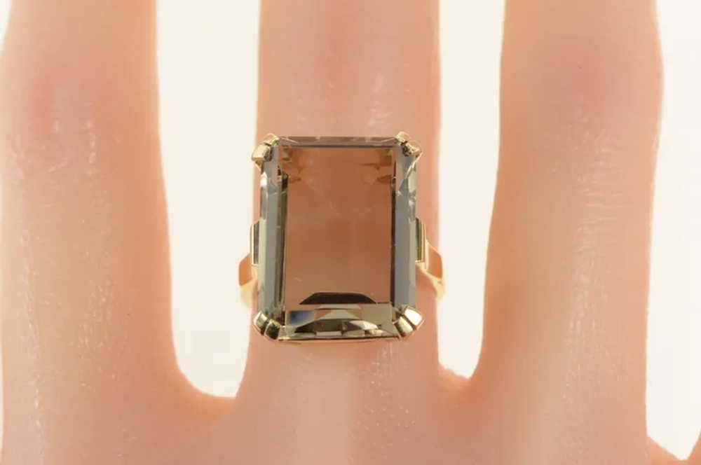 10K Emerald Cut Syn. Smoky Quartz Cocktail Ring S… - image 5