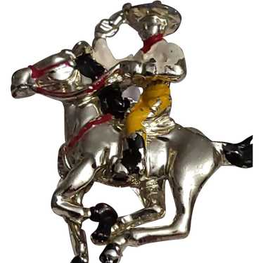 1950s Roy Rogers & Horse Enamel Metal Brooch