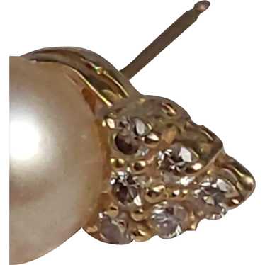 14K Akoya Cultured Pearl 8mm Diamond Earrings