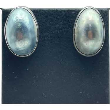 Vintage Mabe Pearls Studs Earrings Sterling Silver