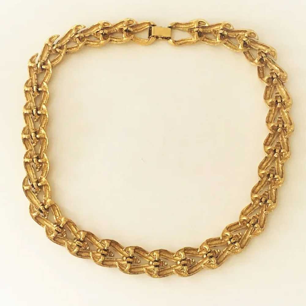 Vintage Wheat Chain Necklace Textured Gold Plated - image 10