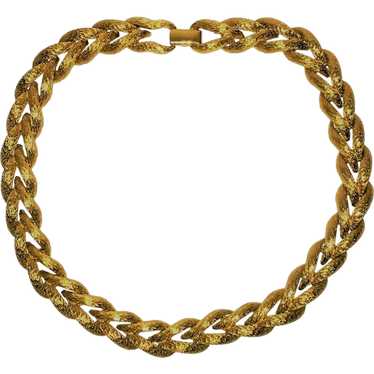 Vintage Wheat Chain Necklace Textured Gold Plated - image 1