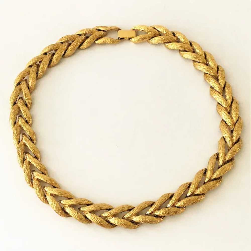 Vintage Wheat Chain Necklace Textured Gold Plated - image 2