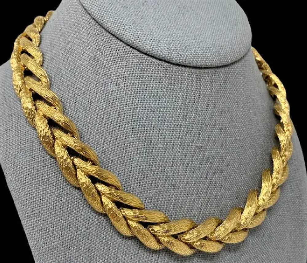 Vintage Wheat Chain Necklace Textured Gold Plated - image 3