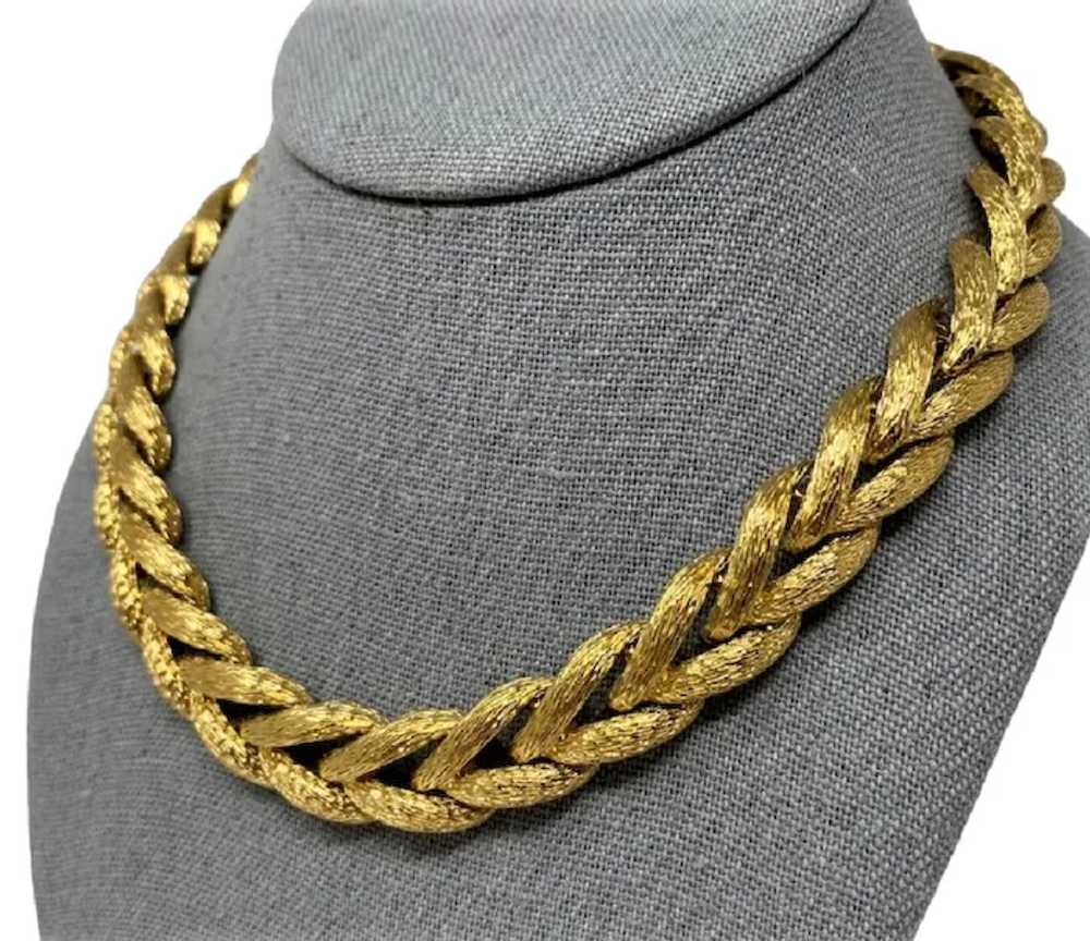 Vintage Wheat Chain Necklace Textured Gold Plated - image 4