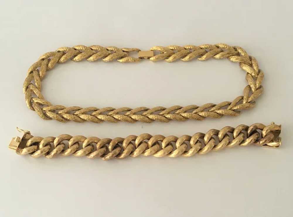 Vintage Wheat Chain Necklace Textured Gold Plated - image 8