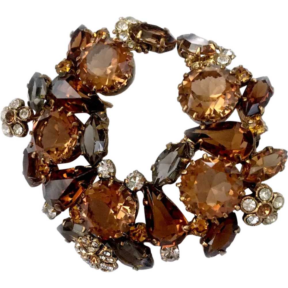 Golden Hues Fall Wreath Brooch, Made in Austria - image 1