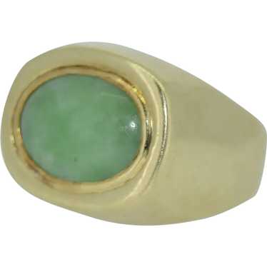 Vintage 14K Green Jade Ring SZ 8