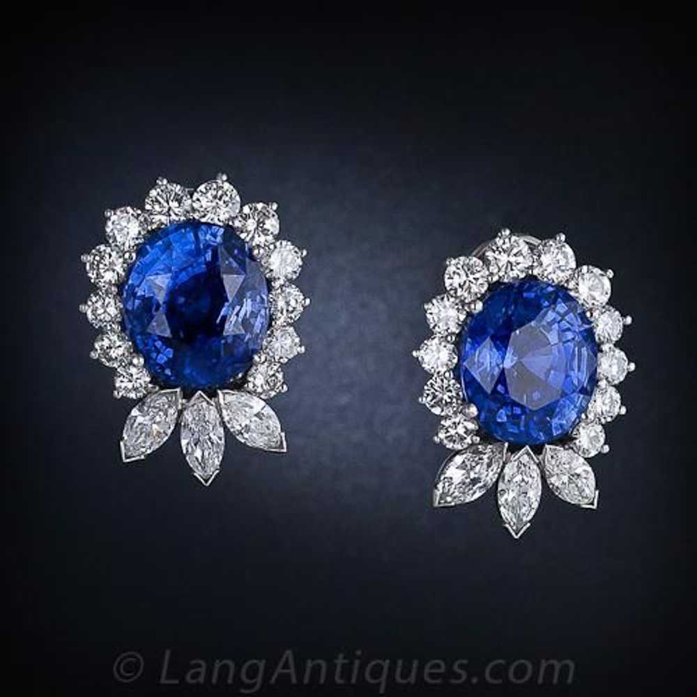 22.78 Carat No-Heat Ceylon Sapphire and Diamond E… - image 1