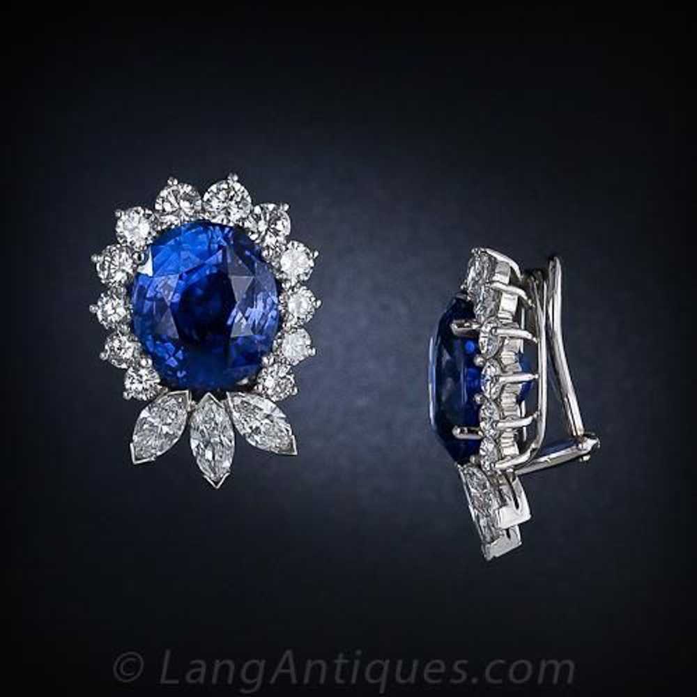 22.78 Carat No-Heat Ceylon Sapphire and Diamond E… - image 2