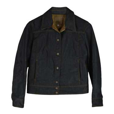 Authentic outlet GIANFRANCO FERRE JEANS Black Denim & Leather Trim Jacket, Size M, Made in Italy