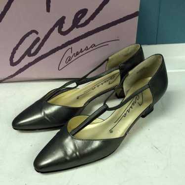 Vintage Vtg Caressa HARA pewter Napa metallic pump